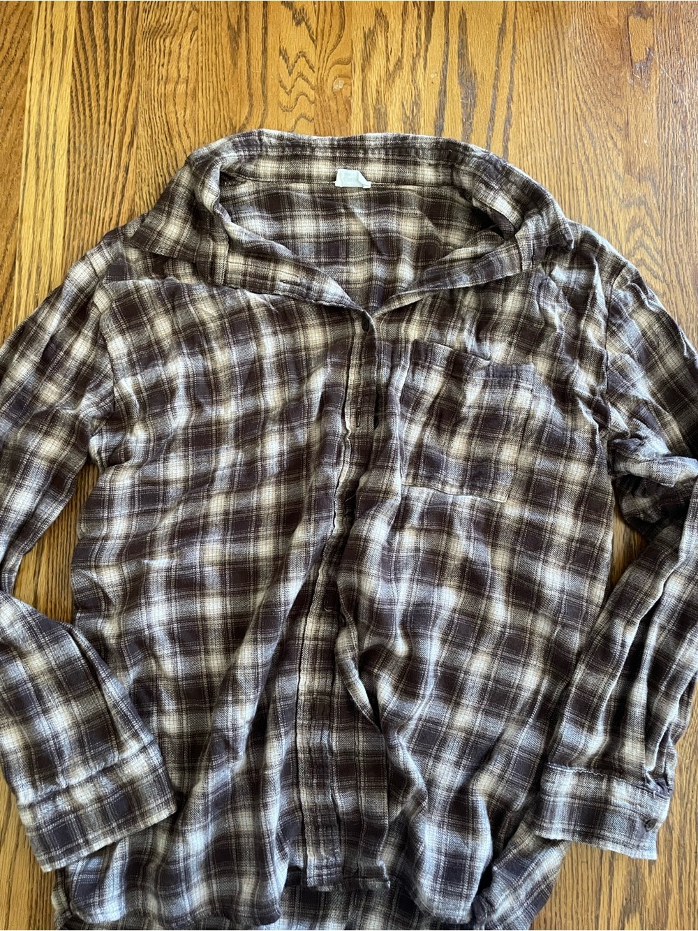 Cotton on Brown Plaid Button-Up Shirt